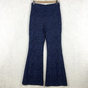 Cynthia Rowley Womens 4 Blue Lace Wide Leg Flare High Rise Pants Baddie Romantic